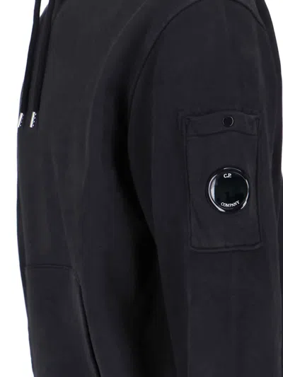 C.p. Company Classic Black Hoodie With Kangaroo Pocket And Signature Detail In Black