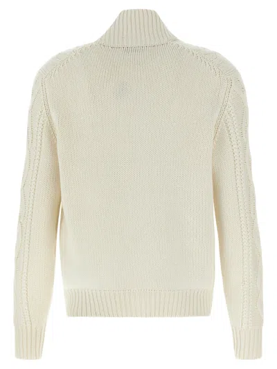 Brunello Cucinelli Cashmere Cardigan With Cable Knit Design In Neutral