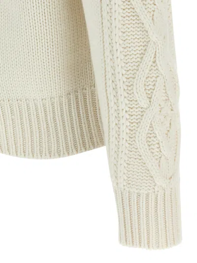 Brunello Cucinelli Cashmere Cardigan With Cable Knit Design In Neutral