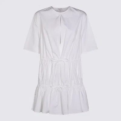 Alaïa Short-sleeve Tiered Tie Mini Dress In White
