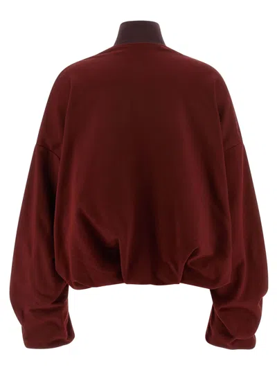 Dries Van Noten High Neck Oversized Sweatshirt With Long Sleeves In Burgundy