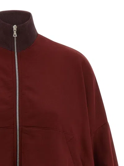 Dries Van Noten High Neck Oversized Sweatshirt With Long Sleeves In Burgundy