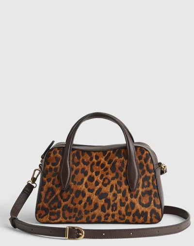 Madewell The Mini Crossbody Bag In Leopard-print Haircalf Caramel Multi In Animal Print