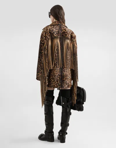 Dolce & Gabbana Fringed Leopard-print Calf Hair Jacket In Multi