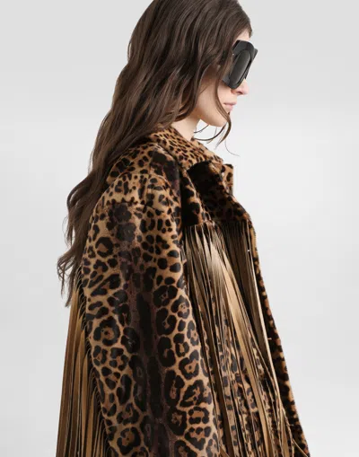 Dolce & Gabbana Fringed Leopard-print Calf Hair Jacket In Multi