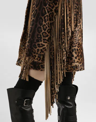 Dolce & Gabbana Fringed Leopard-print Calf Hair Jacket In Multi
