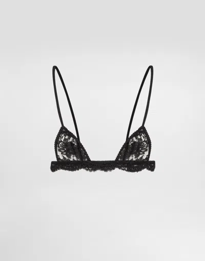 Dolce & Gabbana Micro Lace Bra In Black