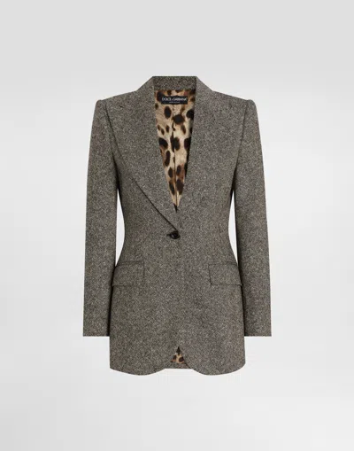 Dolce & Gabbana Single-breasted Jacket In Dotted Wool In Multi