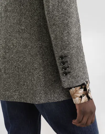 Dolce & Gabbana Single-breasted Jacket In Dotted Wool In Multi