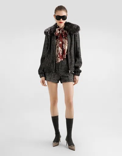 Dolce & Gabbana Wool Chevron Jacket In Multi