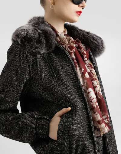 Dolce & Gabbana Wool Chevron Jacket In Multi