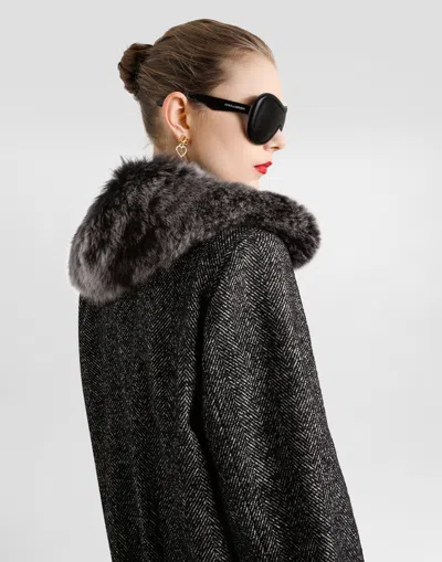 Dolce & Gabbana Wool Chevron Jacket In Multi