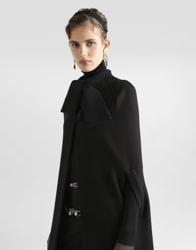 Dolce & Gabbana Wool Crêpe Cape In Black