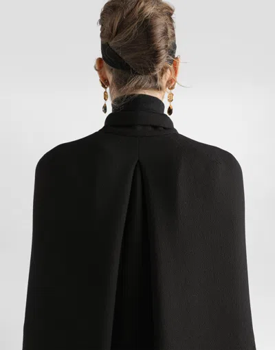 Dolce & Gabbana Wool Crêpe Cape In Black
