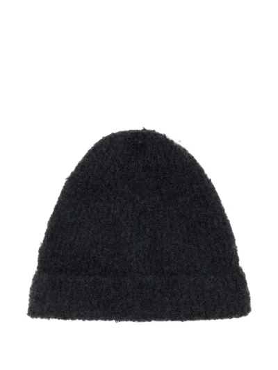 The Row Charcoal Cashmere Blend Beanie Hat In Black