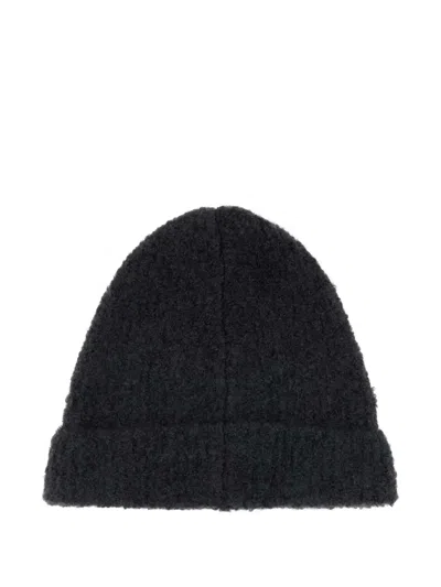 The Row Charcoal Cashmere Blend Beanie Hat In Black