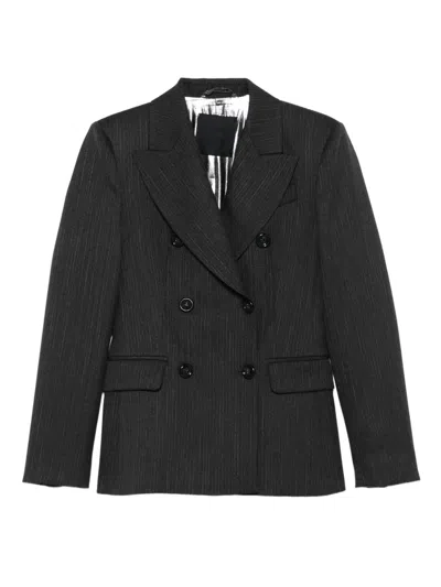 Liu •jo Tailored Grey Blazer With Double-breasted Front In Black