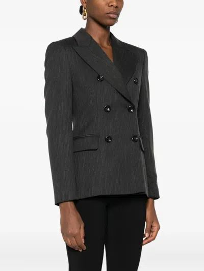 Liu •jo Tailored Grey Blazer With Double-breasted Front In Black