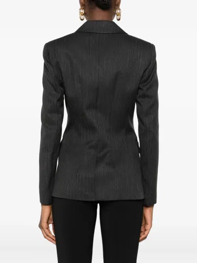Liu •jo Tailored Grey Blazer With Double-breasted Front In Black