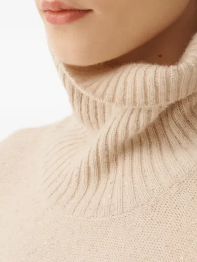 Fabiana Filippi Sequin-embellished Turtleneck Sweater In Animal Print