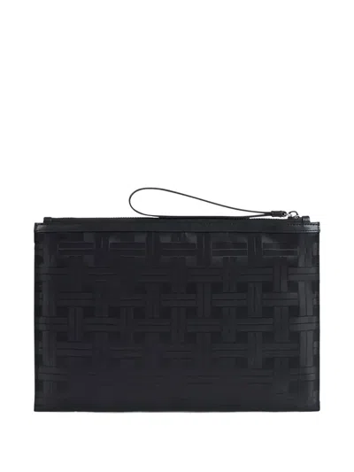 Kenzo Woven-pattern Wash Bag In Black