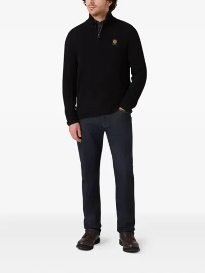 Belstaff Half-zip Logo Cotton Sweatshirt In Black