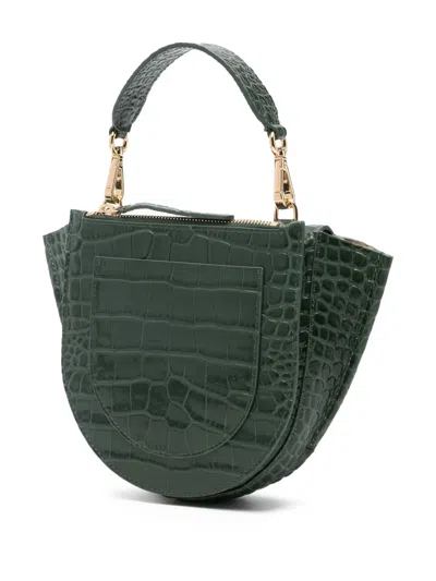 Wandler Womens Olive Croco Hortensia Mini Crocodile-effect Leather Shoulder Bag In Green