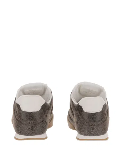 Chloé Kick Crackled Leather Retro Low-top Sneakers In Gray