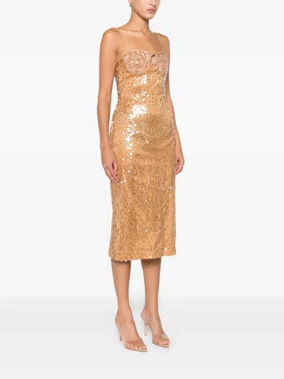 David Koma Stylish Sequin Mini Dress With Cut-out Detail And Shoulder Straps In Brown