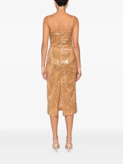 David Koma Stylish Sequin Mini Dress With Cut-out Detail And Shoulder Straps In Brown