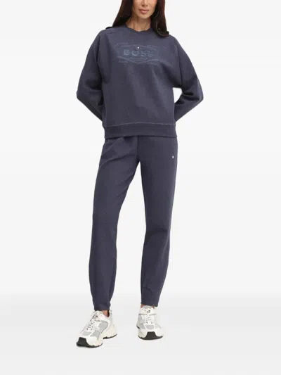 Hugo Boss Embroidered-logo Sweatshirt In Blue