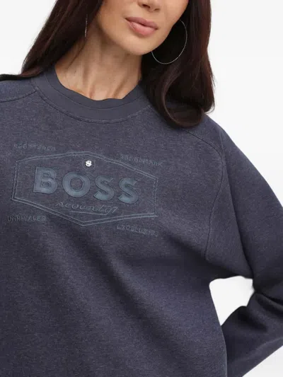 Hugo Boss Embroidered-logo Sweatshirt In Blue
