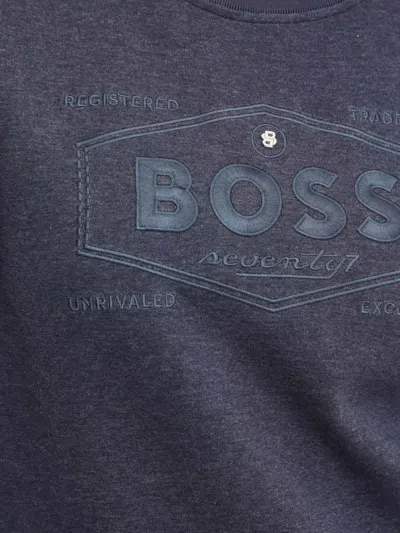 Hugo Boss Embroidered-logo Sweatshirt In Blue