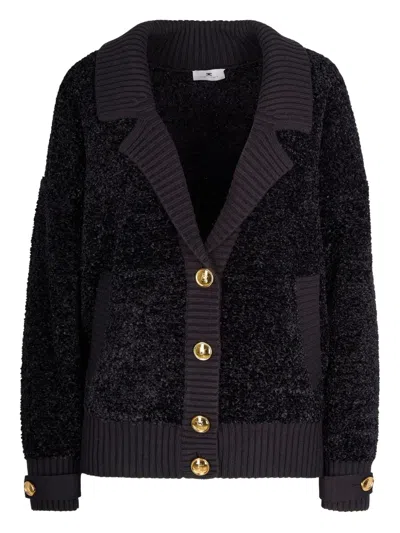 Elisabetta Franchi Textured Cardigan In Black