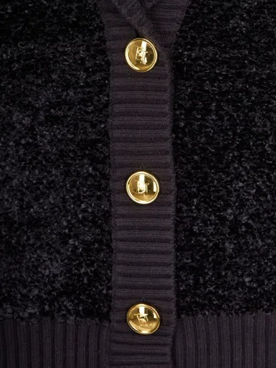 Elisabetta Franchi Textured Cardigan In Black