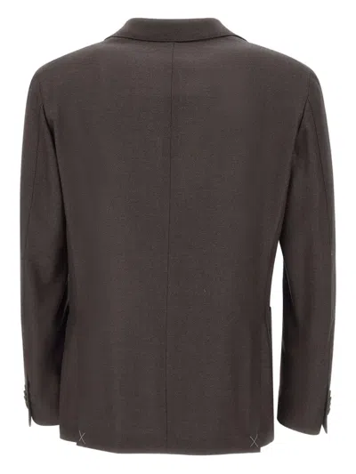 Corneliani Textured Narrow-lapels Blazer In Brown