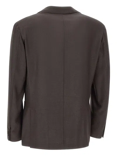 Corneliani Textured Narrow-lapels Blazer In Brown