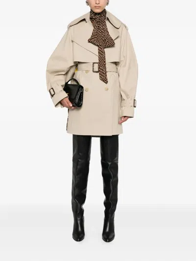 Givenchy Womens Beige Mustard Belted Notch-lapels Cotton Trench Coat In Neutral