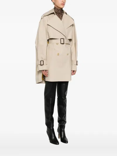 Givenchy Womens Beige Mustard Belted Notch-lapels Cotton Trench Coat In Neutral