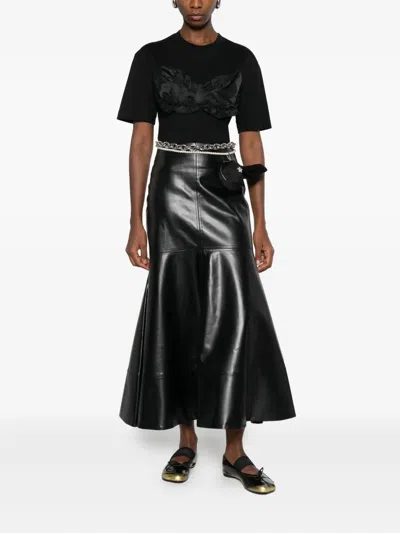 Simone Rocha Ruffled Satin-panel T-shirt In Black