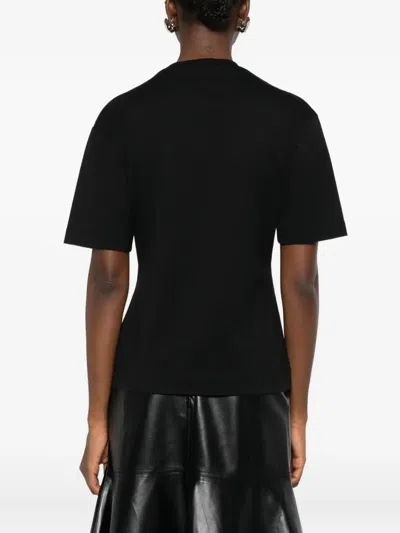 Simone Rocha Ruffled Satin-panel T-shirt In Black