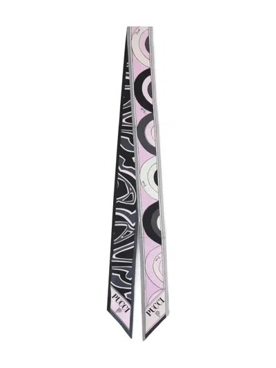 Pucci Multicolor Double Face Printed Bandana Scarf In Pink