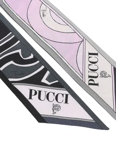 Pucci Multicolor Double Face Printed Bandana Scarf In Pink
