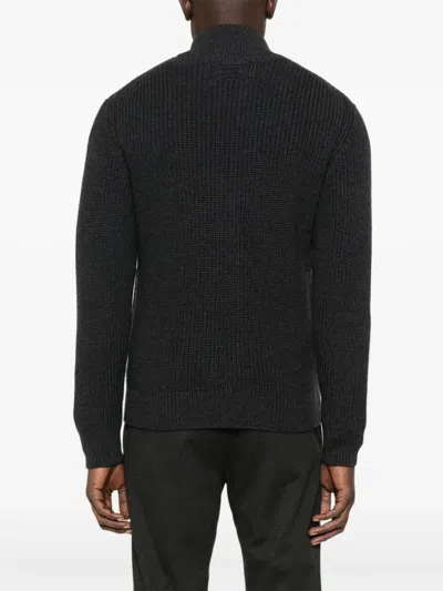 Drumohr Ribbed Cardigan With Zip Closure In Gray