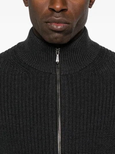 Drumohr Ribbed Cardigan With Zip Closure In Gray