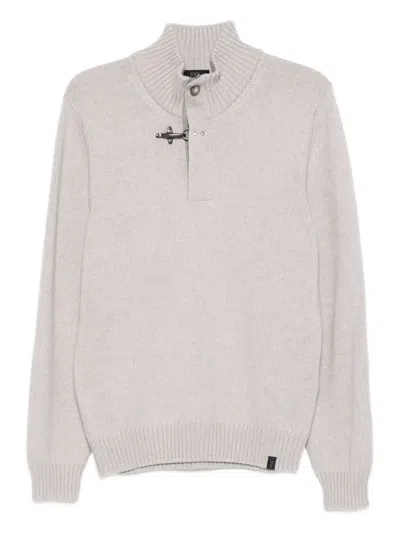 Fay Regular-fit. Fin. 5 Maglia In Lana Rasata Con Gancio. Sweater In Gray