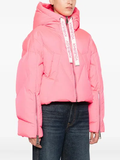 Khrisjoy Long-sleeved Hooded Down Jacket In Pink