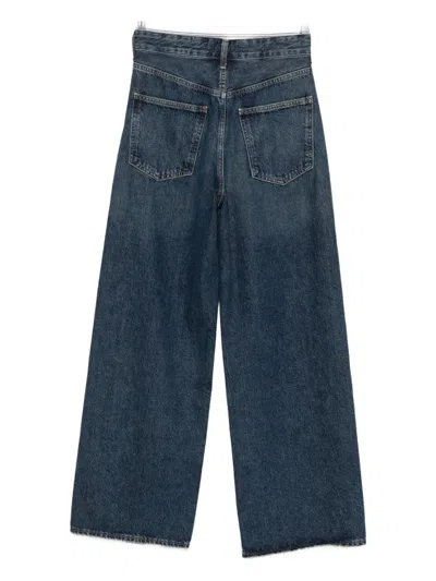 Agolde Vana Draped Low-rise Wide-leg Jeans In Blue