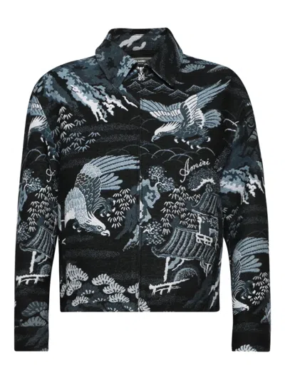 Amiri Men Bird Tapestry Blouson Jacket In Black