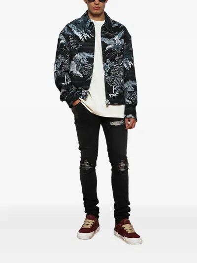 Amiri Men Bird Tapestry Blouson Jacket In Black